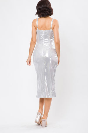 Shiny Side Slit Dress
