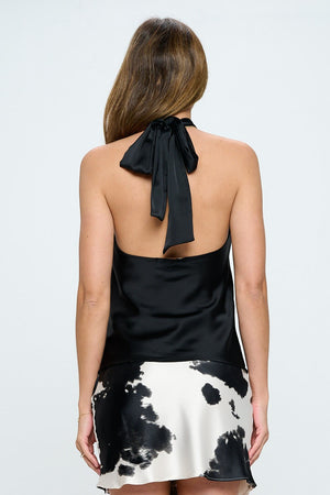 Satin Halter Tie Top