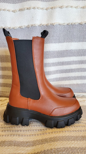Tetris Long Boot Brown