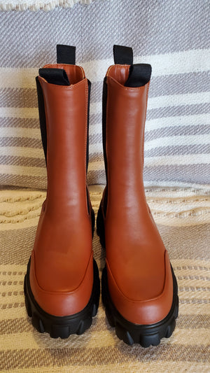 Tetris Long Boot Brown