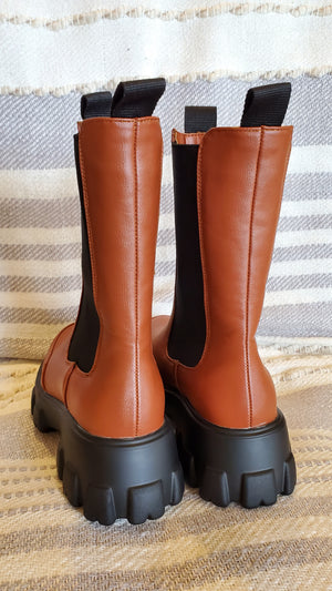 Tetris Long Boot Brown