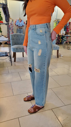 Criss Cross Vintage Jeans Blue